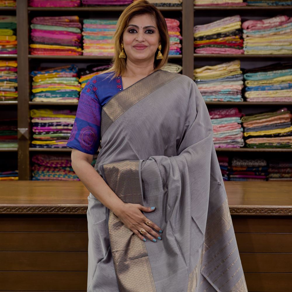 Pink Woven Silk Maheshwari Saree | Taneira Online Store